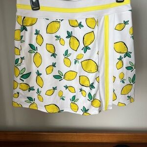 PGA Tour White and Yellow Mini Skater Skirt